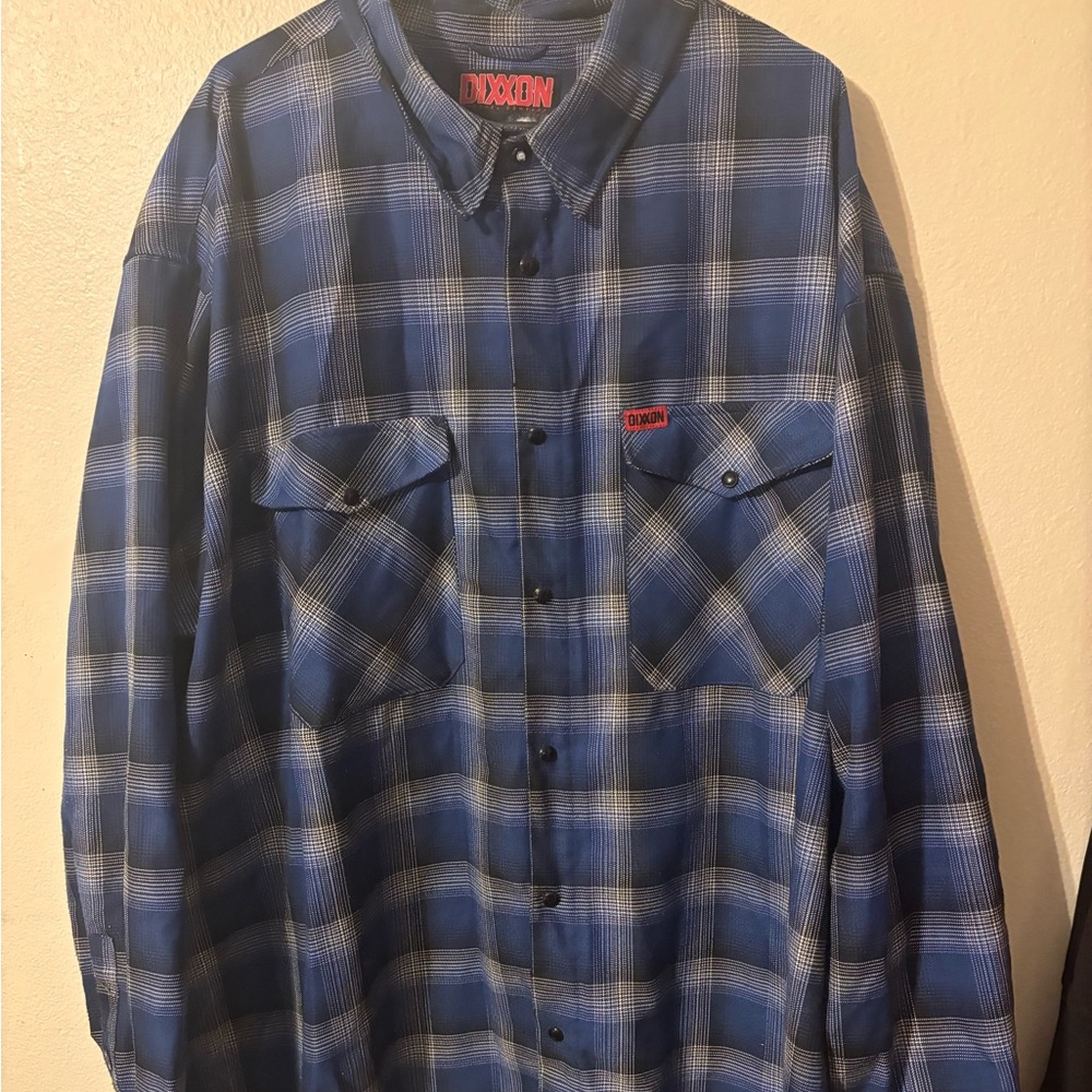 DIXXON Blue and White Plaid Men's Shirt